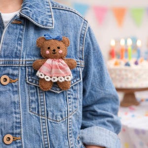 Three Little Bears Easy Felt Patterns PDF, Hair Barrettes or Brooch, Instant Digital Download pdf 2x3 1980s Craft Project Girl and Boy