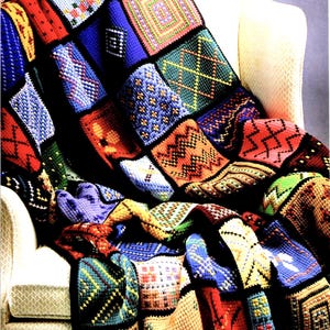 Vintage 70s Crochet Pattern PDF Sampler Blanket, Instant Digital Download for Immediate Use! So Funky!