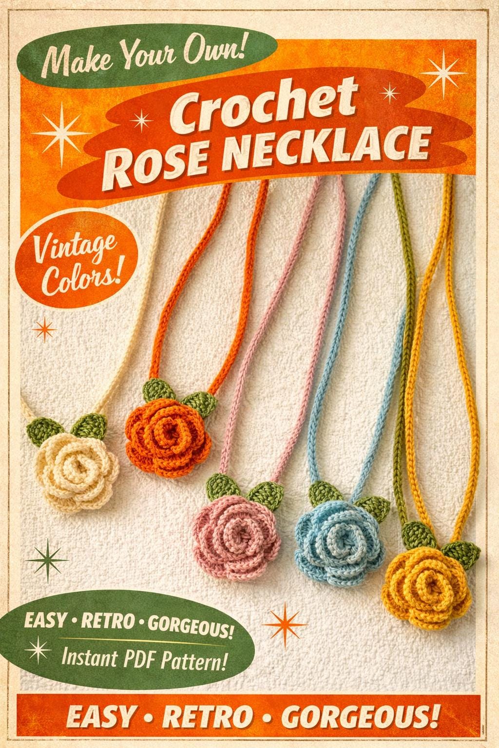 Crochet Rose Necklace