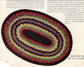 So Easy! Oval Kitchen Rag Rug Pattern 1940s Bathroom Crochet Pattern 2x3, Instant Digital Download eBook pdf