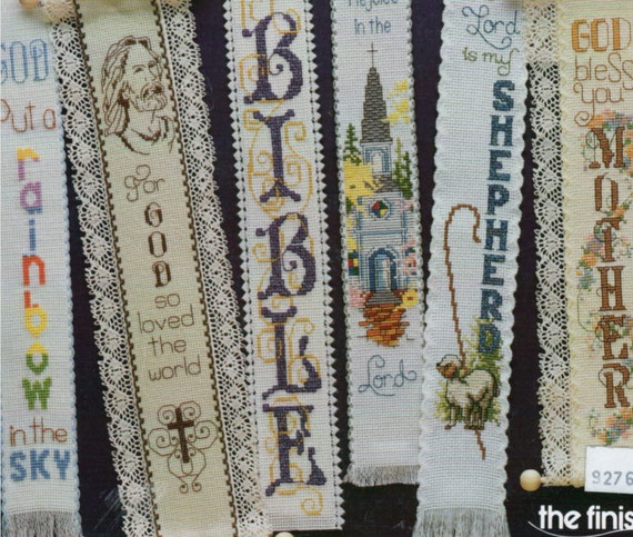 9 Bible Bookmark Cross Stitch Patterns Inspirational Bellpulls, Instant Download pdf, Scripture Bible Quotes Cross Motif Lord God Jesus
