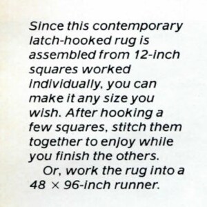 Vintage Large Latch Hook Rug Pattern PDF, Instant Digital Download 1970s does 1950s Retro image 3