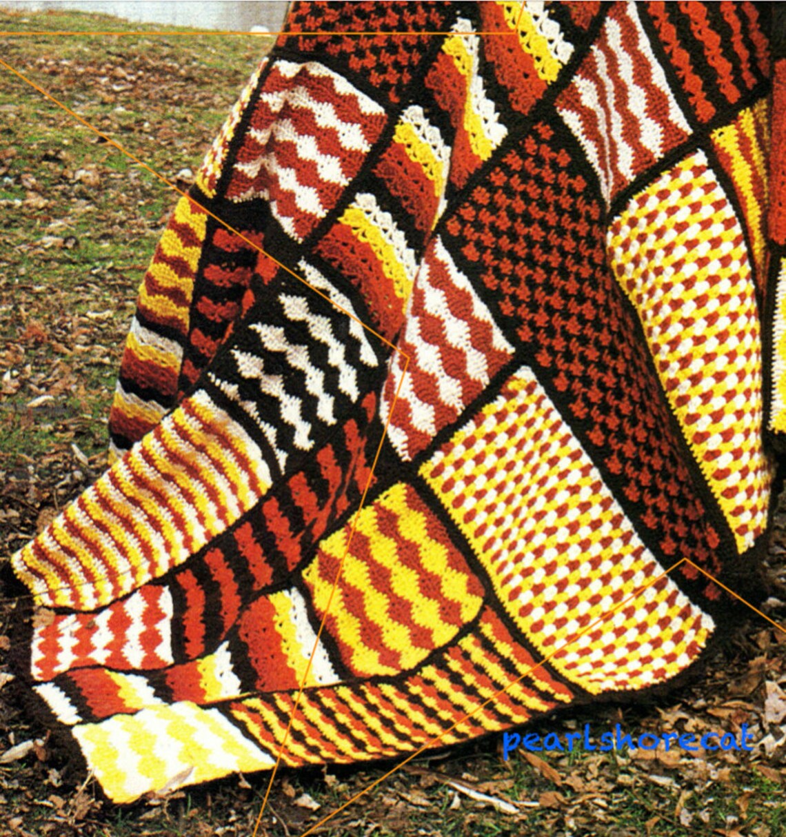 Retro Patchwork Crochet Blanket Pattern Instant Digital Etsy