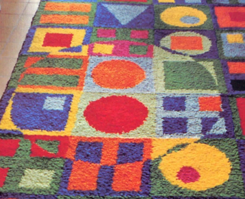 Vintage Large Latch Hook Rug Pattern PDF, Instant Digital Download 1970s does 1950s Retro image 7