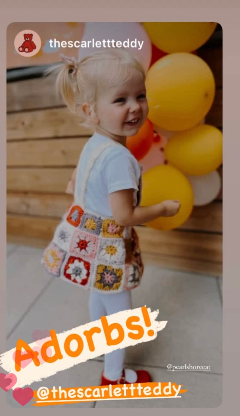 Toddler Granny Square Dress Crocheted Pattern, Instant Digital Download pdf, Vintage Girls Jumper, Retro Playtime Vibes image 2