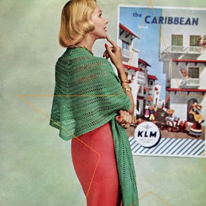 Vintage 50s Hairpin Lace Scarf Crochet Pattern pdf Instant Digital Download 18x71 Easy Lace Stole with Retro Vibes