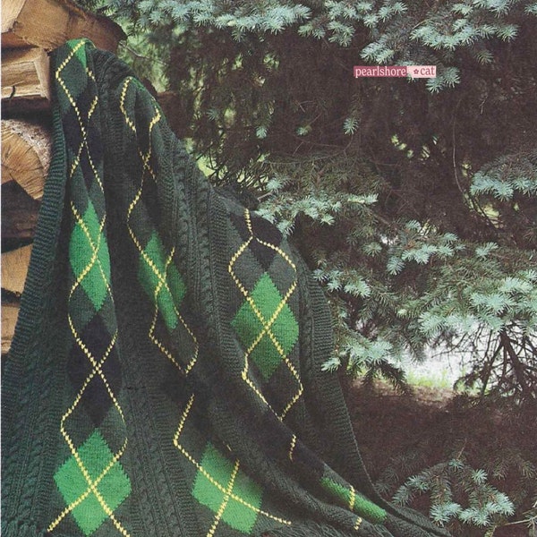 Dark Academia Argyle Knit Blanket Pattern pdf Instant Digital Download, Retro Cottagecore Vibes!