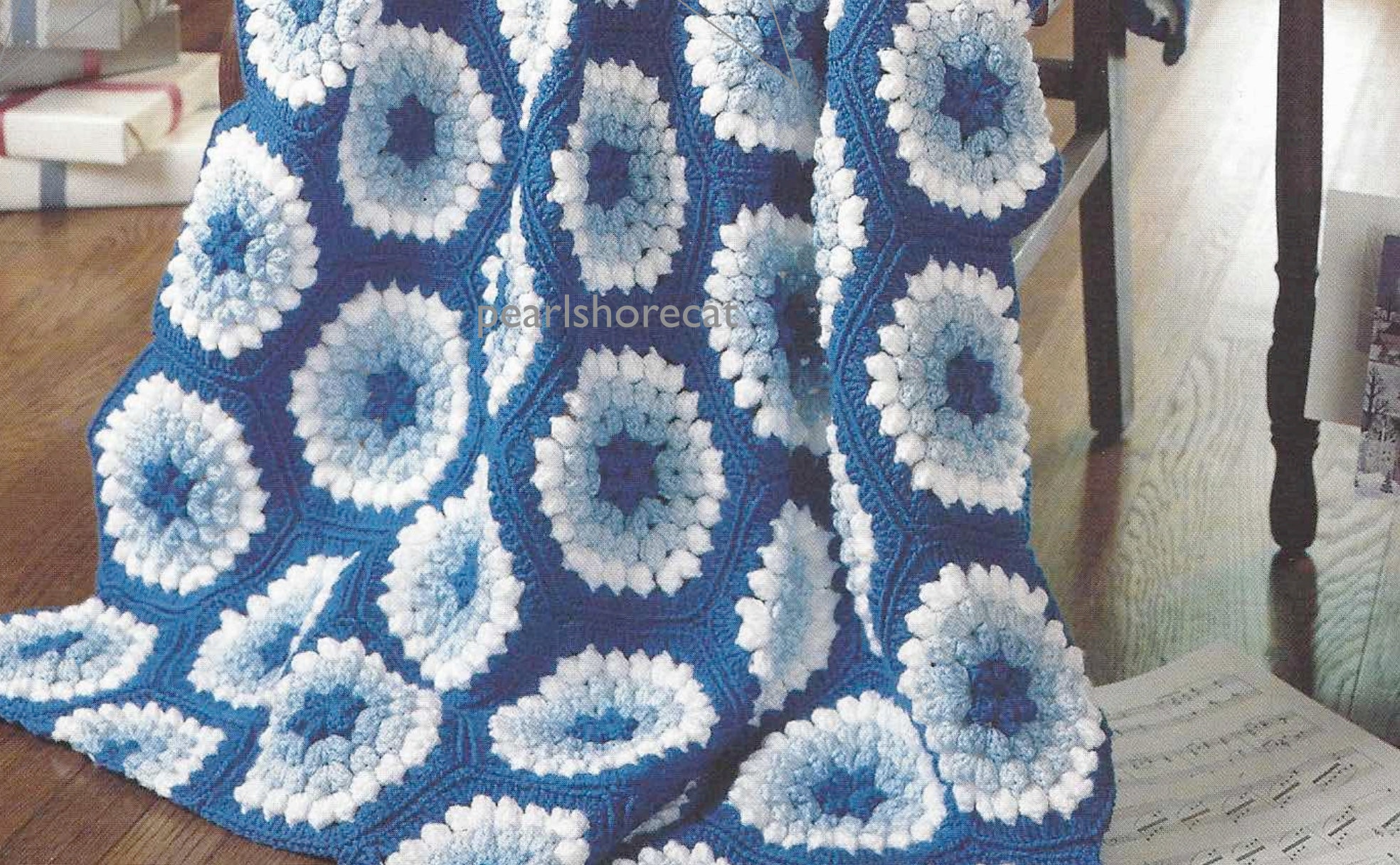 Vintage Crochet Blanket Pattern pdf Instant Digital Download, Funky 1970s Retro Afghan