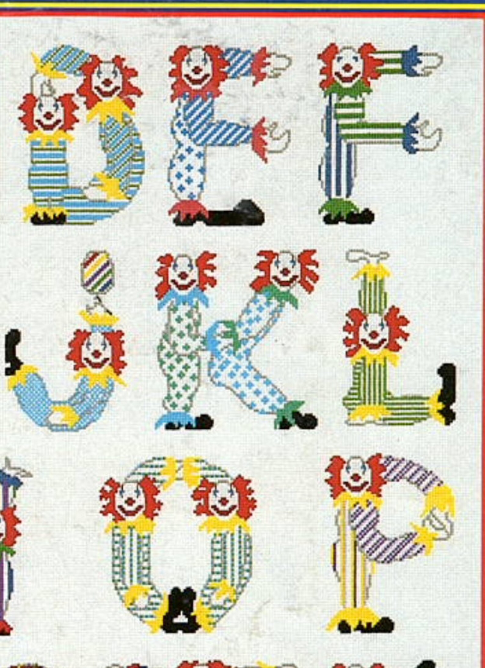 Alphabet Cross Stitch Pattern Fun Clown in Abcs Retro Font | Etsy