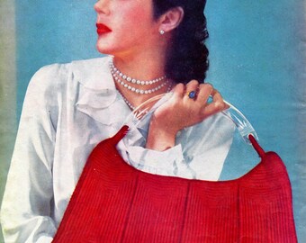 Modèle de sac à main au crochet des années 1940, téléchargement numérique instantané pdf, pochette avec poignée en Lucite