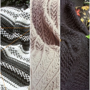 3 Afghan Patterns eBook, Fisherman's Crochet Blanket, Edwardian Throw & Mexican Serape, Instant Digital Download pdf, Easy Patterns on Sale!