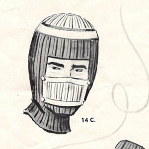 Vintage 60s Knit Ski Cap Pattern, Custom Winter Style, Instant Digital Download pdf, Easy 2 ozs. of Yarn Project!