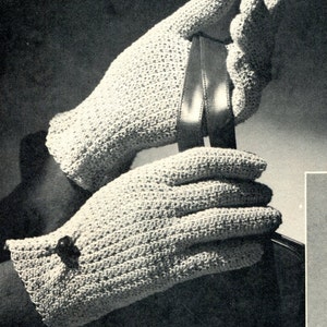 Vintage Victorian Crochet Gloves Patterns pdf,  Instant Digital Download,  Knit Cro Sheen Yarn for  Small Medium Large!