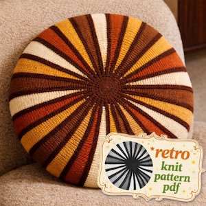 18" Round Rainbow Knit Pillow Pattern pdf,  Instant Digital Download for Immediate Use!  An Easy Knitting Project