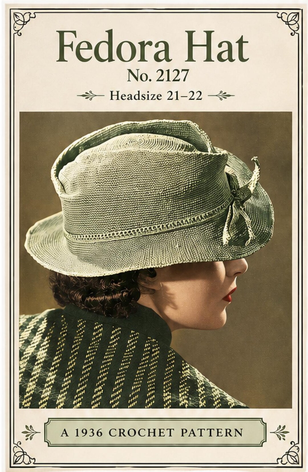 Fedora Pdf Vintage 1936 Crochet Fedora Hat Pattern PDF • Women’s Festival Hat ...