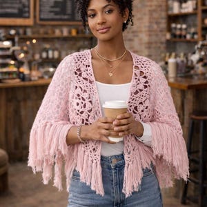 Padrão de Xale Quadrado da Vovó em Crochê | Cachecol Triangular Boho com Franjas | Xale de Inspiração Vintage | Padrão de Crochê em PDF