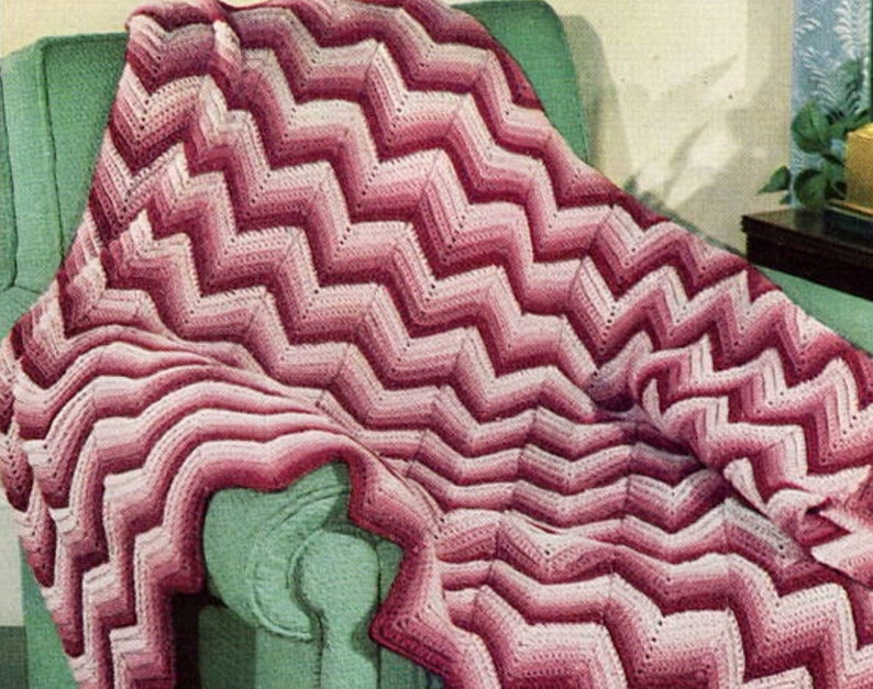 Chevron Perfection Easy Crochet Blanket Pattern, Ripple Afghan, Instant Digital Download pdf, Beginner 52x75 Gorgeous MCM Vibes image 8