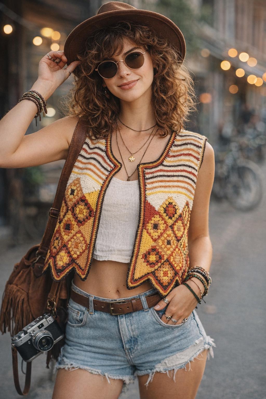 Vintage Crochet Vest Pattern PDF | 1970s Granny Square Vest | Boho
