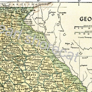 Mappa stradale della città dello stato della Georgia degli anni '40, download di immagini digitali e grafica stampabile, Atlanta in 300 dpi