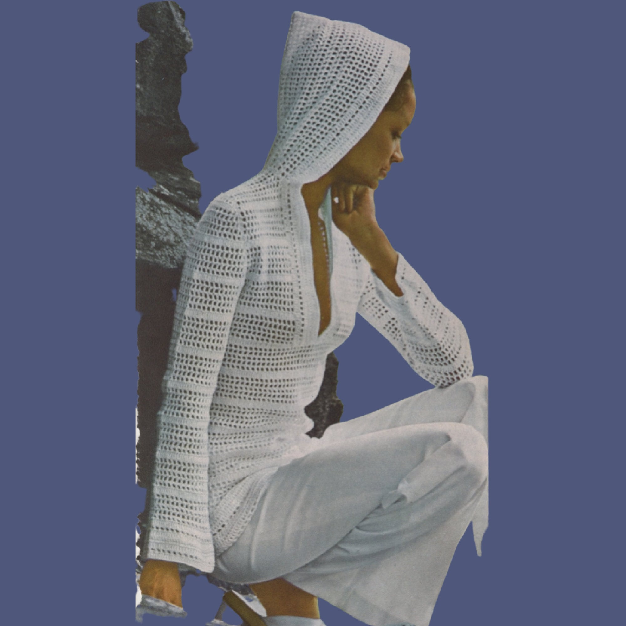 White fishnet hoodie sale