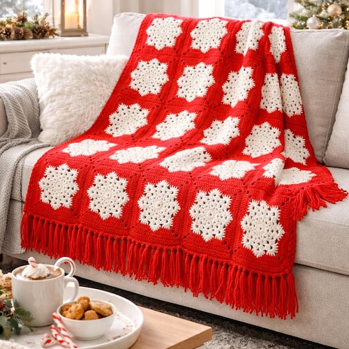 CROCHET PATTERN Christmas Tree Granny Square Afghan | Holiday