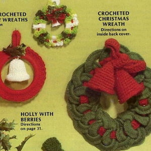 7 Crochet Christmas Patterns Holiday Wreaths Christmas Tree Candy Holders Xmas Candle Stick Towel Topper Nut bowl Santa Claus Wall Hanging
