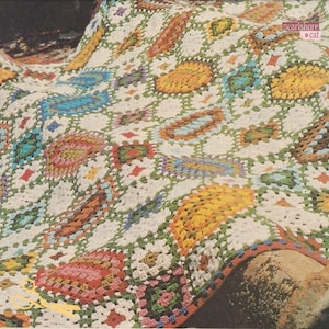 70s Mosaic Blanket Vintage Crochet Pattern pdf Super Funky Vibes Instant Digital Download Sport Yarn