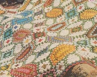 70s Mosaic Blanket Vintage Crochet Pattern pdf Super Funky Vibes Instant Digital Download Sport Yarn