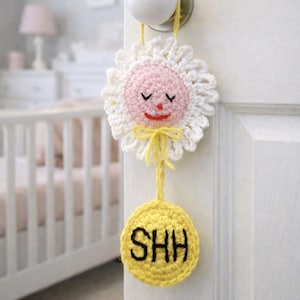 Crochet Nursery Door Hanger Pattern –  “Shh” Baby Sleep Sign PDF