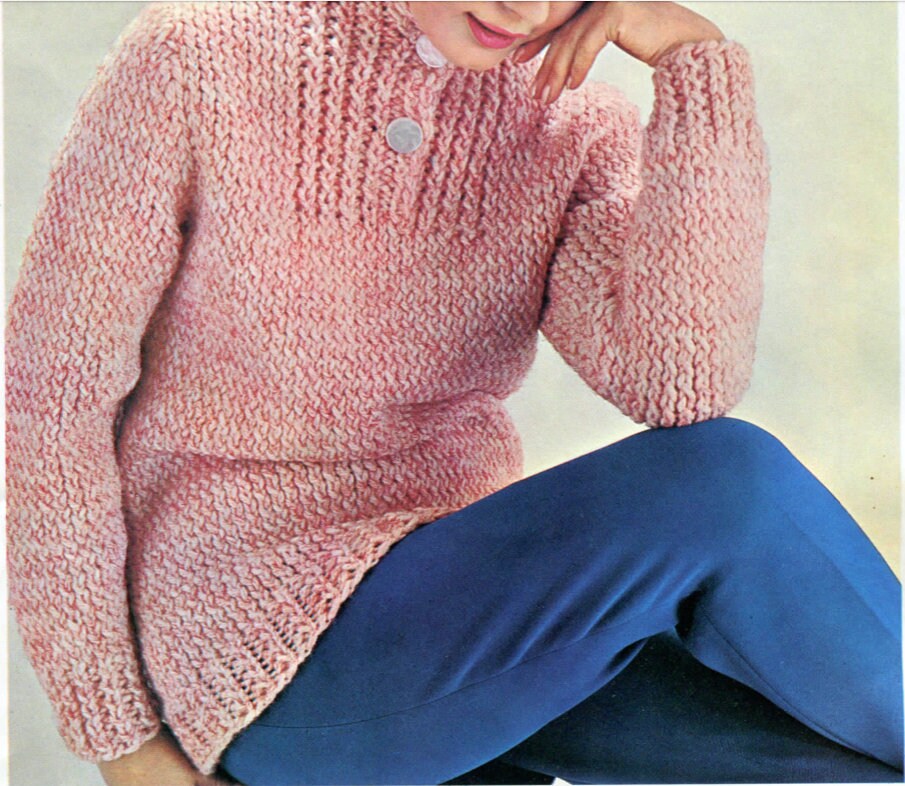 Pink Hoodie Knit Sweater Pattern So Cute Mid Century Modern Etsy