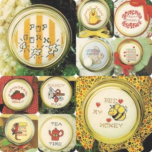 30+ Jar Lids Cross Stitch Pattern eBook Instant Digital Download pdf, Great Gifts for Family Friends Church Craft Sales