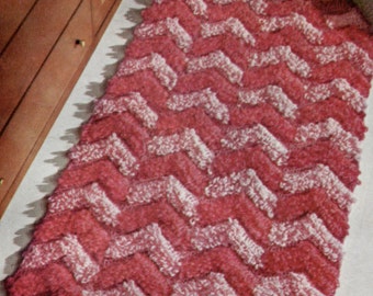 So Easy!  Vintage 70s Pink Chevron Crochet Rug Pattern with Pillow, Retro Ripple Bathroom Decor, Instant Digital Download pdf