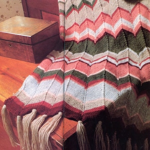 Marvelous Chevron Knitted Blanket Pattern, Instant Digital Download pdf, Vintage Style Knit Afghan