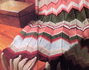 Marvelous Chevron Knitted Blanket Pattern, Instant Digital Download pdf, Vintage Knit Afghan