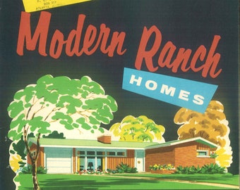 56 MC Vintage House Plans eBook, download digitale immediato in formato PDF, case in stile ranch moderno di metà secolo, su più livelli, costruite su misura in stile contemporaneo