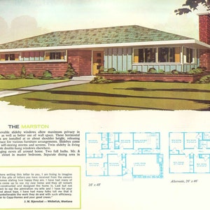 55 MCM Vintage House Plans eBook, Instant Digital Download pdf, Mid Century Modern Ranch Style Homes, Split Level, Contemporary Custom Built image 1