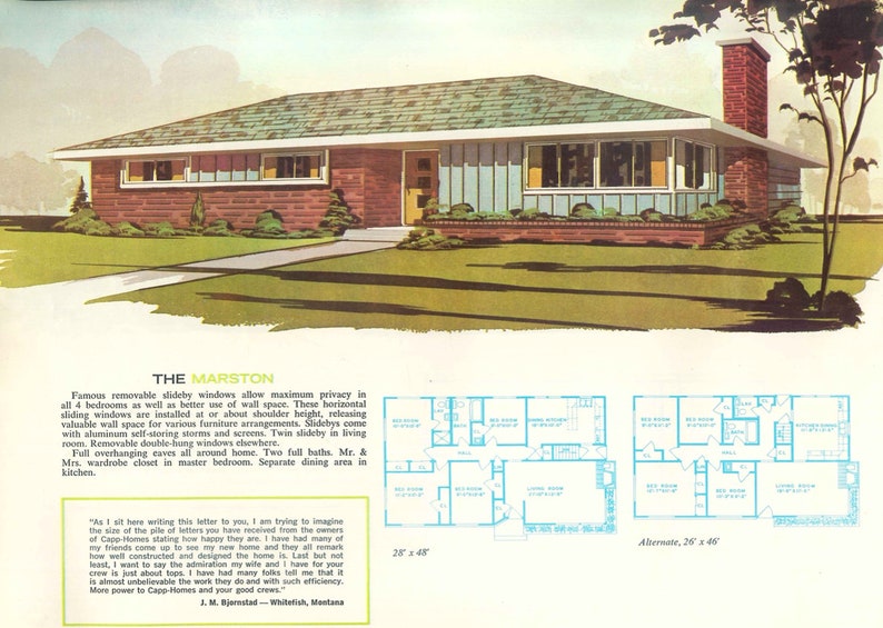 55 MCM Vintage House Plans eBook, Instant Digital Download pdf, Mid Century Modern Ranch Style Homes, Split Level, Contemporary Custom Built image 1