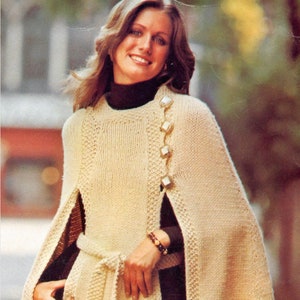 Retro Cape Knitting Pattern, Instant Digital Download pdf, SML Top 6 8 10 12 14 16, Iconic 70s image 5