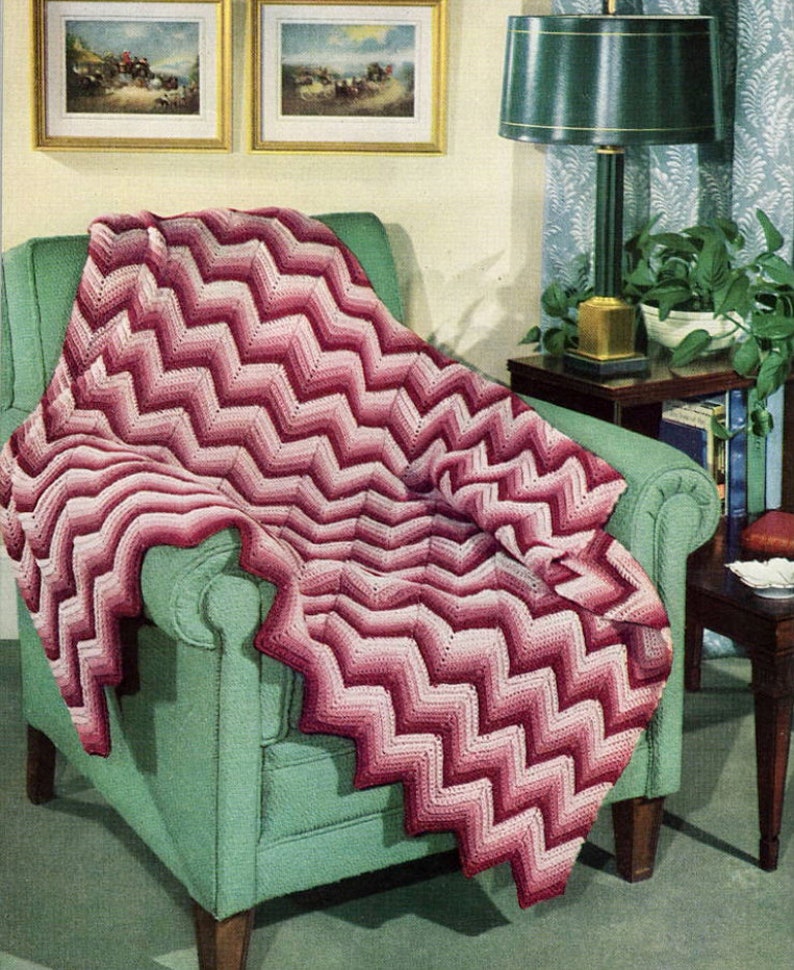 Chevron Perfection Easy Crochet Blanket Pattern, Ripple Afghan, Instant Digital Download pdf, Beginner 52x75 Gorgeous MCM Vibes image 7