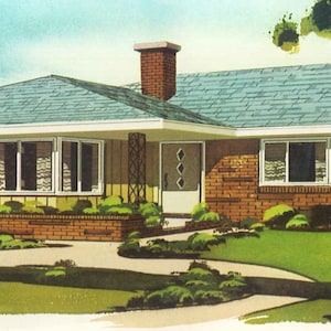 55 MCM Vintage House Plans eBook, Instant Digital Download pdf, Mid Century Modern Ranch Style Homes, Split Level, Contemporary Custom Built image 6
