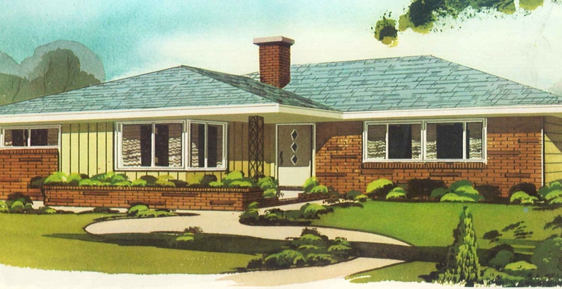 55 MCM Vintage House Plans eBook, Instant Digital Download pdf, Mid Century Modern Ranch Style Homes, Split Level, Contemporary Custom Built image 6