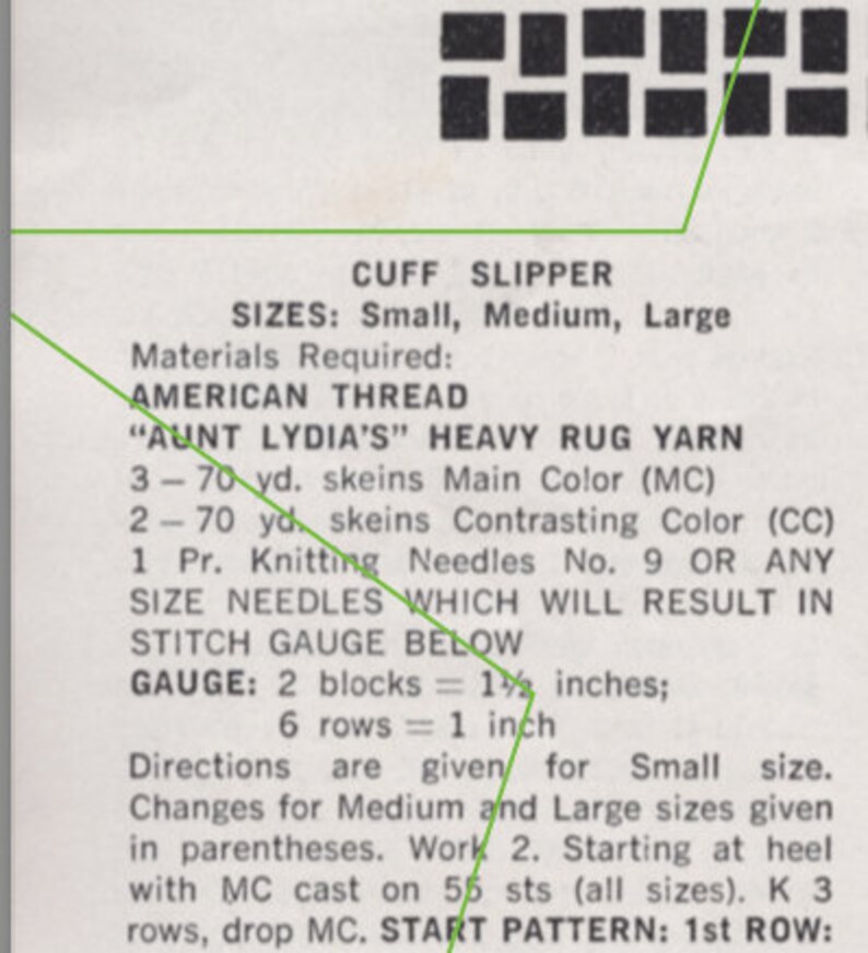 60s Checkered Knit Slippers Pattern Pdf, Instant Digital Download Heavy