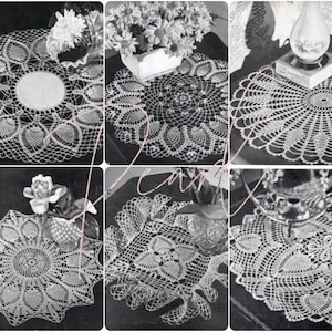 12 Vintage 1940s Pineapple Crochet Doily Pattern Pack eBook, Instant Digital Download pdf, Heirloom Modern Farmhouse Table Decor