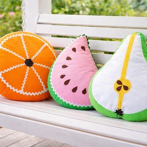 Fruit Slice Pillow Pattern Set PDF | Watermelon Pear Orange Cushions | Retro 1970s Decorative Throw Pillows | Vintage Sewing Pattern