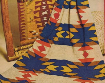 Navajo Stockinette Stitch Knit Afghan Pattern pdf Instant Download,  Southwestern Geometric Vibes!