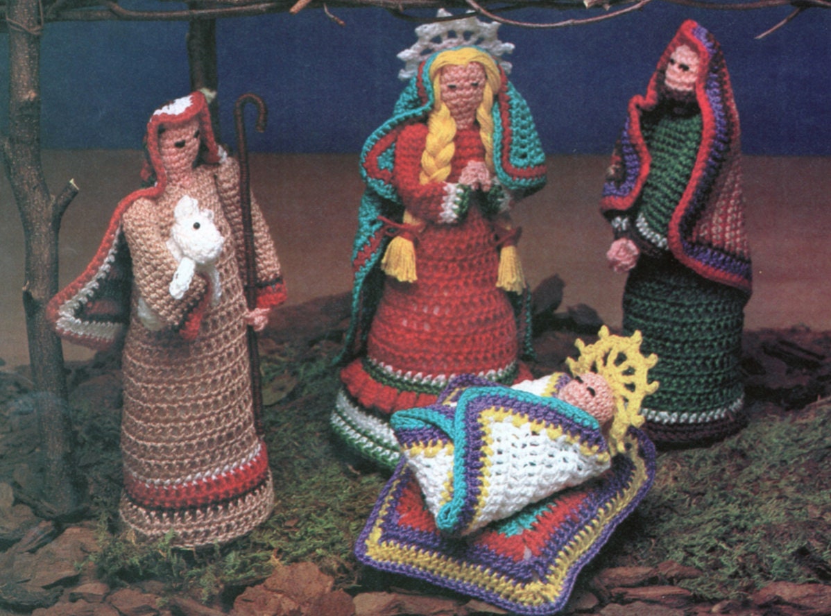 6 Piece Nativity Scene Crochet Patterns Baby Jesus Mary Joseph Shepard ...