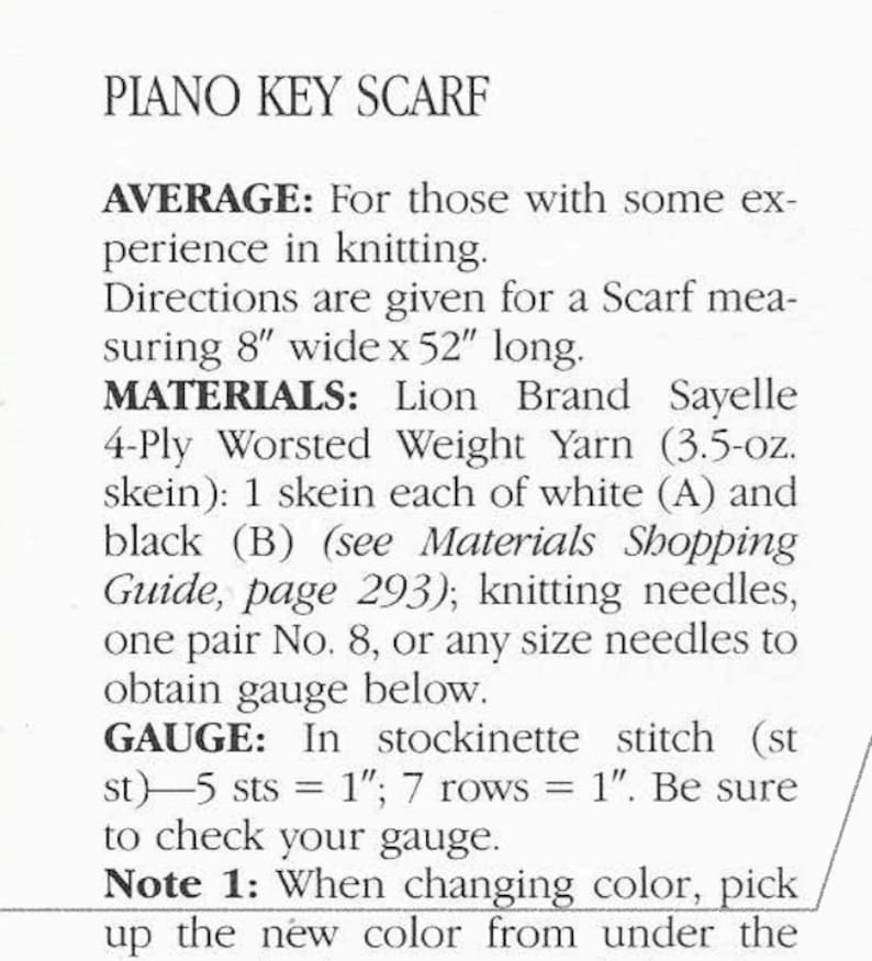 Musical Notes Knit Scarf Pattern of Piano Keys, Instant Download PDF ...