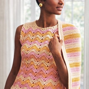 Zestaw wzorów szydełkowych na kamizelkę z muszelką i kardigan z lat 70. – styl retro DIY, natychmiastowe pobranie pliku PDF, rozmiary XS, S, M, małe