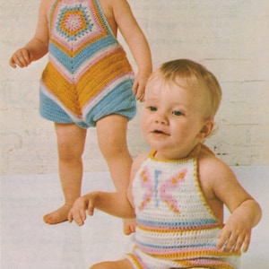 8 Baby Onesie Sunsuits and Rompers Crochet Patterns pdf,  Hats, Soft Toy Crochet Patterns Instant Download, Retro 70s Vibe!