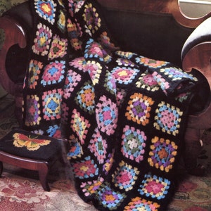 Classic 1970s Granny Square Crochet Blanket Pattern, 50x65 Afghan Throw, Instant Digital Download pdf, Retro Hippy Home Decor image 4